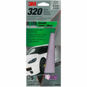 3M™ Premium Automotive Sandpaper, 03078, 3 2/3 in x 9 in, 320 Grit, 5 sheets per pack, 20 packs per caseimage