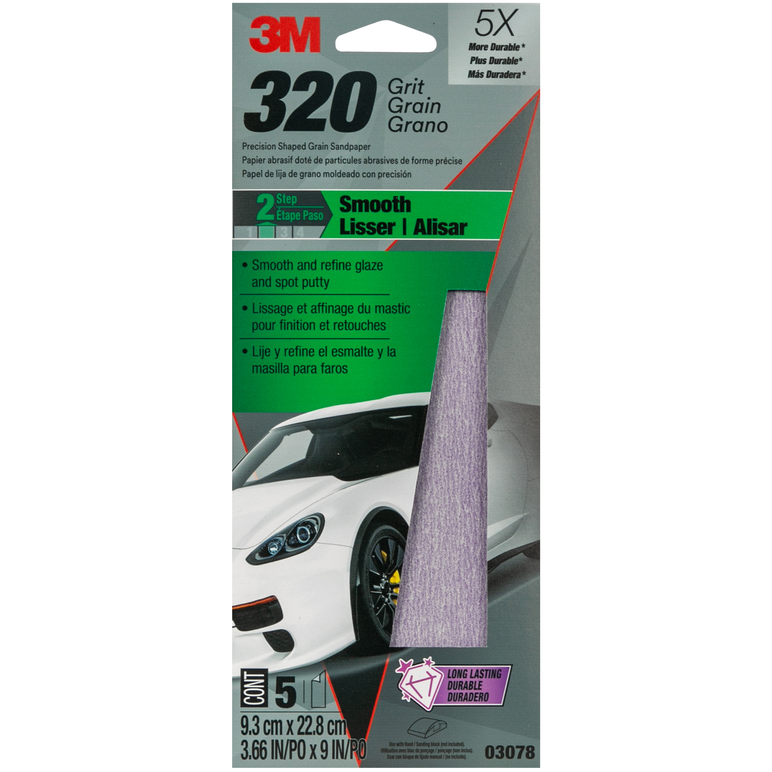 3M™ Blue Sandpaper 31579-8, 3 2/3 in X 9 in, 400 G, 8 Sheet/Pack, 20 Pack/Case