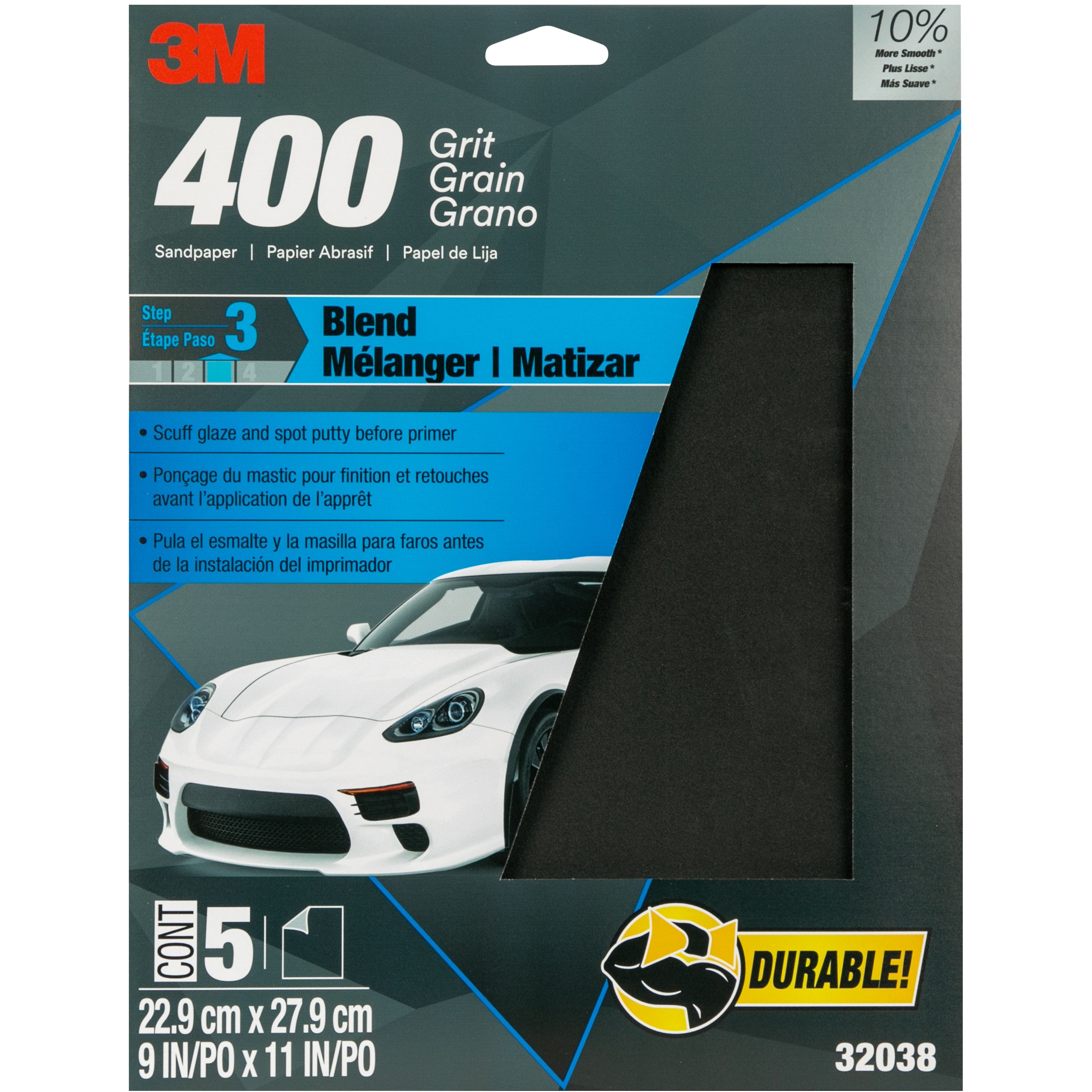 3M™ Sandpaper, 32545, 180 Grit, 9 in x 11 in, 20 per case