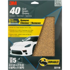 3M™ Sandpaper 32118, 9 in x 11 in, 40 Grit, 5/Pack
