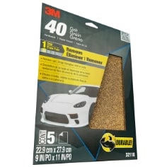 3M™ Sandpaper 32118, 9 in x 11 in, 40 Grit, 5/Pack