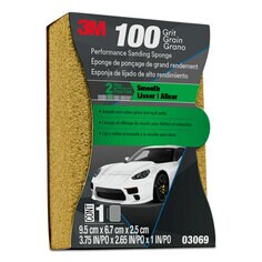 3M™ Performance Auto Sanding Sponge, 100 Grit, 3.75 x 2.65 x 1", 12 Per Case, 03069 