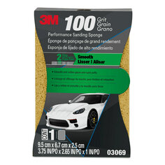3M™ Performance Automotive Sanding Sponge, 100 Grit, 3.75 x 2.65x 1", 12 per Case, 03069