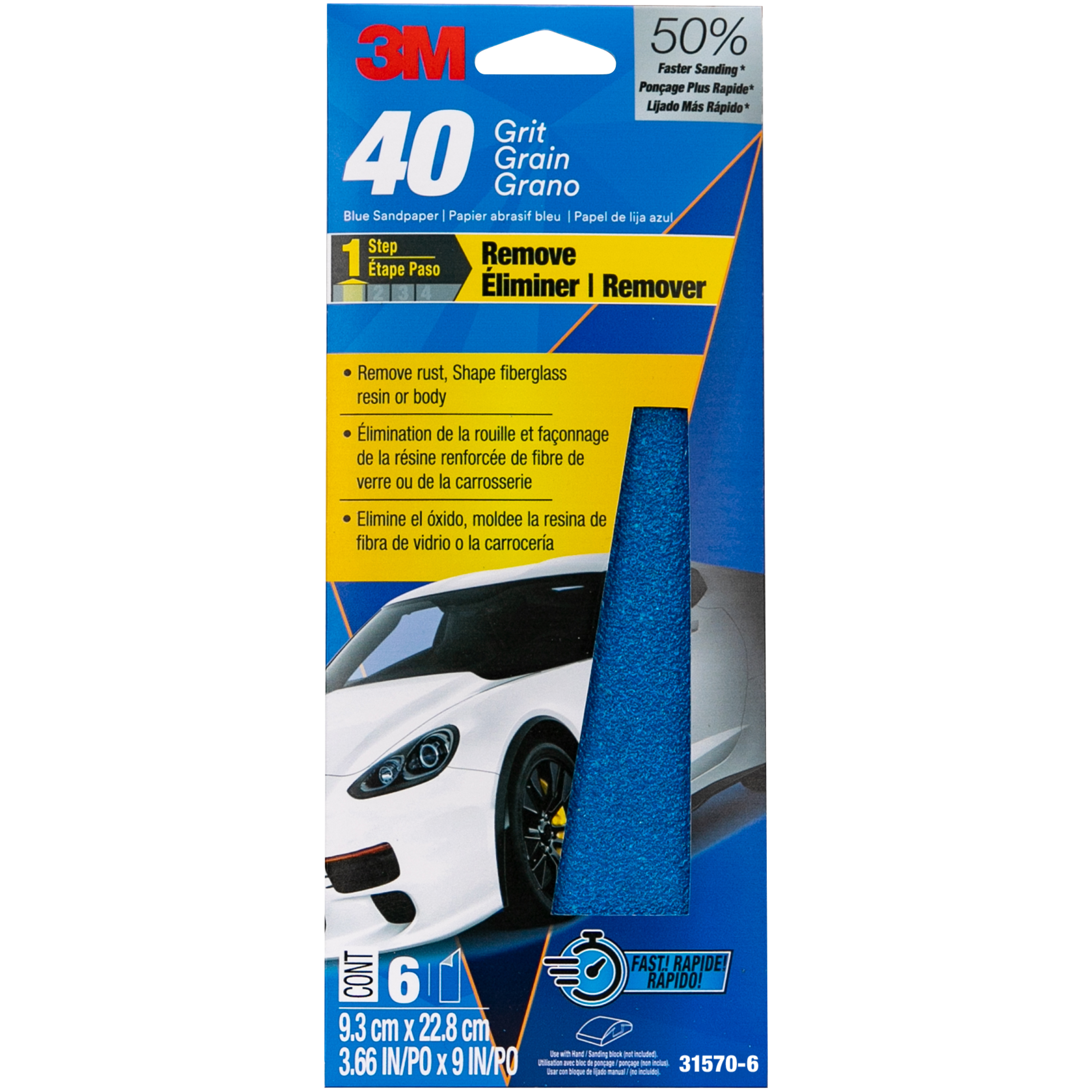 3M™ Wetordry™ Sandpaper 03002, 3-2/3 in x 9 in, 1500 Grit, 5/Pack, 20 Pack/Case