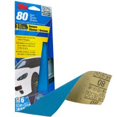 3M™ Blue Sandpaper, 31576-6, 3-2/3 X 9 in, 80 G, 6 Sheet/Pack, 20 Pack/Case