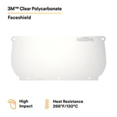 3M™ Clear Polycarbonate Faceshield WP98, 82543-00000, Flat