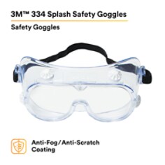 3M™ 334 Splash Safety Goggles Anti-Fog 40661-00000-10, Clear Anti Fog Lens