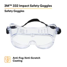 3M™ 332 Impact Safety Goggles 40650-00000-10, Clear Lens
