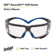 3M™ SecureFit™ Safety Glasses SF401SGAF-BLU-F, Blue/Gray, Clear