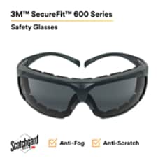 3M™ SecureFit™ Safety Glasses SF602SGAF-FM Foam, Grey Scotchgard™ Anti-fog Lens