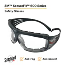 3M™ SecureFit™ Protective Eyewear SF601SGAF-FM Foam, Clear Scotchgard™ Anti-fog Lens