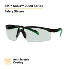 3M™ Solus™ 2000 Series, S2017AS-BLK, Black/Green Temples, IR 1.7 Gray Anti-Scratch lens