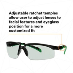 3M™ Solus™ 2000 Series, S2017AS-BLK, Black/Green Temples, IR 1.7 Gray Anti-Scratch lens