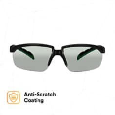 3M™ Solus™ 2000 Series, S2017AS-BLK, Black/Green Temples, IR 1.7 Gray Anti-Scratch lens