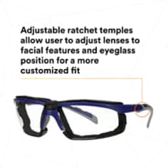 3M™ Solus™ 2000 Series, S2001SGAF-BGR-F, Gray/Blue-Green Temples, Clear lens