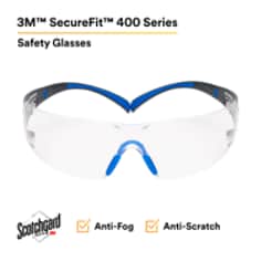 3M™ SecureFit™ Safety Glasses SF401SGAF-BLU, Blue/Gray, Clear Scotchgard™ Anti-fog Lens
