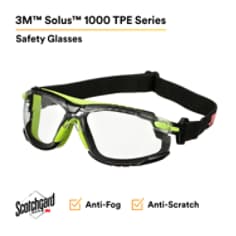 3M™ Solus™ 1000 Series S1201SGAF-TSKT, Grn/Blk, Clear Lens