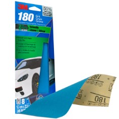3M™ Blue Sandpaper, 31577-8, 3-2/3 X 9 in, 180 G, 8 Sheet/Pack, 20 Pack/Case