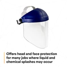 3M™ Ratchet Headgear H8A, 82783-00000, with 3M™ Clear Polycarbonate Faceshield WP96 - SI2