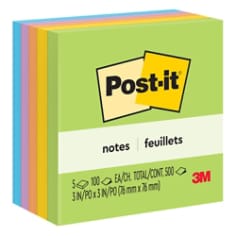 Notas Post-it® Colección Ciudad del Cabo, Neón, 76 mm x 76 mm, 1 Paquete/5  Blocs, 1 Bloc/ 100 Hojas