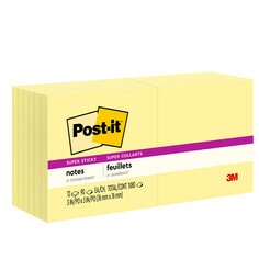 Post-it Super Sticky Notes, 3 in x 3 in, 12 Pads, Canary Yellow, Recyclable