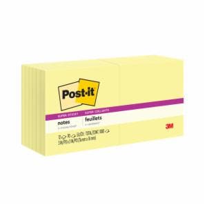 Post-it Super Sticky Notes 654-12SSCY, Canary Yellow, 3 in x 3 in, 12/pk, 90 sh per pad, 100% PEFC, SGSCH-PEFC-COC-110078image