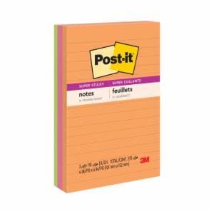 Post-it Super Sticky Notes 660-3SSUC, 4 in x 6 in (101 mm x 152 mm), 90 sheets/pad, 100% PEFC, SGSCH-PEFC-COC-110078image