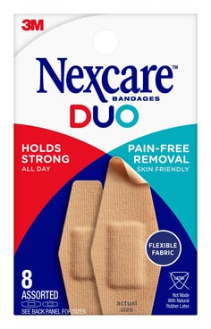 Nexcare™ Duo Fabric Bandages, Assorted Convenience Pack, 8ct