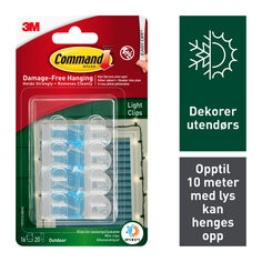 Command™ Clear Outdoor Light Clips with Foam Strips 16C+20S/PK - NO