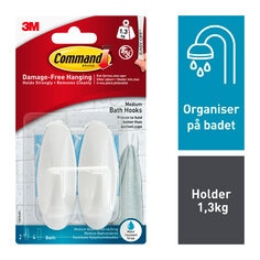 Command™ Designer Hook with Bath Strips Medium 17081B 2HKS+4S/PK - NO