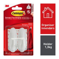 7100117769 17081 eCFIP Command™ Designer Hooks Medium 17081 White 2HKS+4S/PK - NO