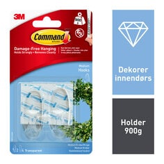 Command™ Clear Hooks with Clear Strips  Medium 2HKS+4S/PK - NO