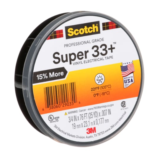 3-M 33+-3/4X76FT-1 33+ BLACK VINYL TAPE 3/4X 76FT