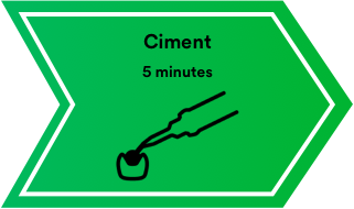 Une icône de seringue appliquant du ciment sur une couronne.