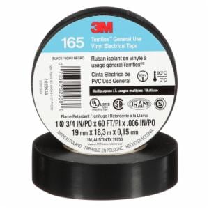 3M™ Temflex Vinyl Electrical Tape 165, Black, 3/4 in x 60 ft x .006 in, 100 Rolls/Caseimage