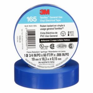 3M™ Temflex Vinyl Electrical Tape 165, Blue, 3/4 in x 60 ft (19 mm x 18 m), 6 mil, 100 Rolls/Case image 3M™ Temflex Vinyl Electrical Tape 165, Blue, 3/4 in x 60 ft (19 mm x 18 m), 6 mil, 100 Rolls/Caseimage