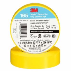 3M™ Temflex Vinyl Electrical Tape 165, Yellow, 3/4 in x 60 ft (19 mm x 18 m), 6 mil, 100 Rolls/Case image 3M™ Temflex Vinyl Electrical Tape 165, Yellow, 3/4 in x 60 ft (19 mm x 18 m), 6 mil, 100 Rolls/Caseimage