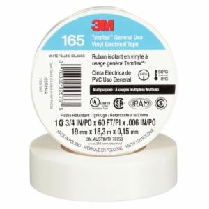 3M™ Temflex Vinyl Electrical Tape 165, White, 3/4 in x 60 ft (19 mm x 18 m), 6 mil, 100 Rolls/Case image 3M™ Temflex Vinyl Electrical Tape 165, White, 3/4 in x 60 ft (19 mm x 18 m), 6 mil, 100 Rolls/Caseimage