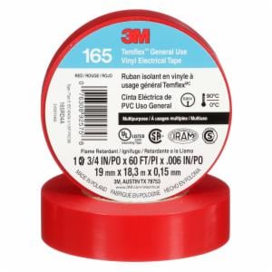 3M™ Temflex Vinyl Electrical Tape 165, Red, 3/4 in x 60 ft (19 mm x 18 m), 6 mil, 100 Rolls/Case image 3M™ Temflex Vinyl Electrical Tape 165, Red, 3/4 in x 60 ft (19 mm x 18 m), 6 mil, 100 Rolls/Caseimage