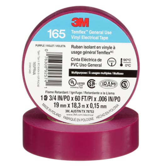 3-M 165PR4A 3M TEMFLEX 165 PURPLE3/4 IN X 60 FT
