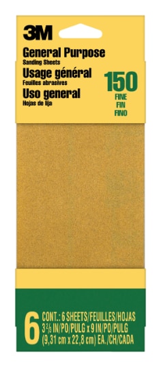 3M™ General Purpose Sandpaper Sheets 9015NA-CC 3-2/3 in x 9 in, Fine grit