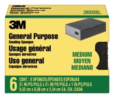 3M™ Sanding Sponge SSG-M-6PK, Medium, 3 3/4 in x 2 5/8 in x 1 in, 6/pk, 4 pks/cs