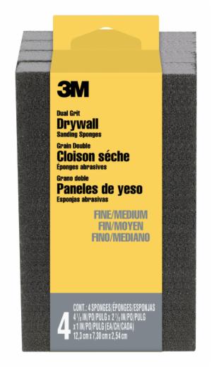 3M™ Drywall Sanding Sponge 9095DC-NA-4PK, Dual Grit Block, 2 7/8 in x 4 7/8 in x 1 in, Fine/Medium, 4/pk, 6 pks/cs image 3M™ Drywall Sanding Sponge 9095DC-NA-4PK, Dual Grit Block, 2 7/8 in x 4 7/8 in x 1 in, Fine/Medium, 4/pk, 6 pks/csimage