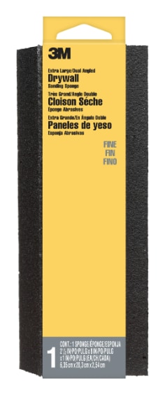 3M™ Extra Large Dual Angled Drywall Sanding Sponge 910-DDA, 2 7/8 in x 8 in x 1 in 12 cs Fine
