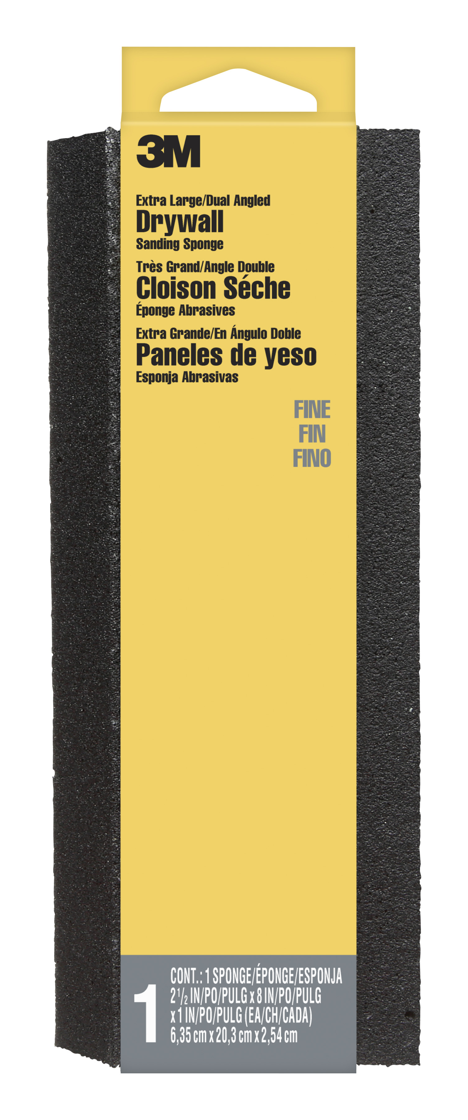 3M™ Extra Large Drywall Sanding Sponge 910-DDA, Dual Angle, 2 1/2 in x 8 in x 1 in, Fine, 12 EA/CV