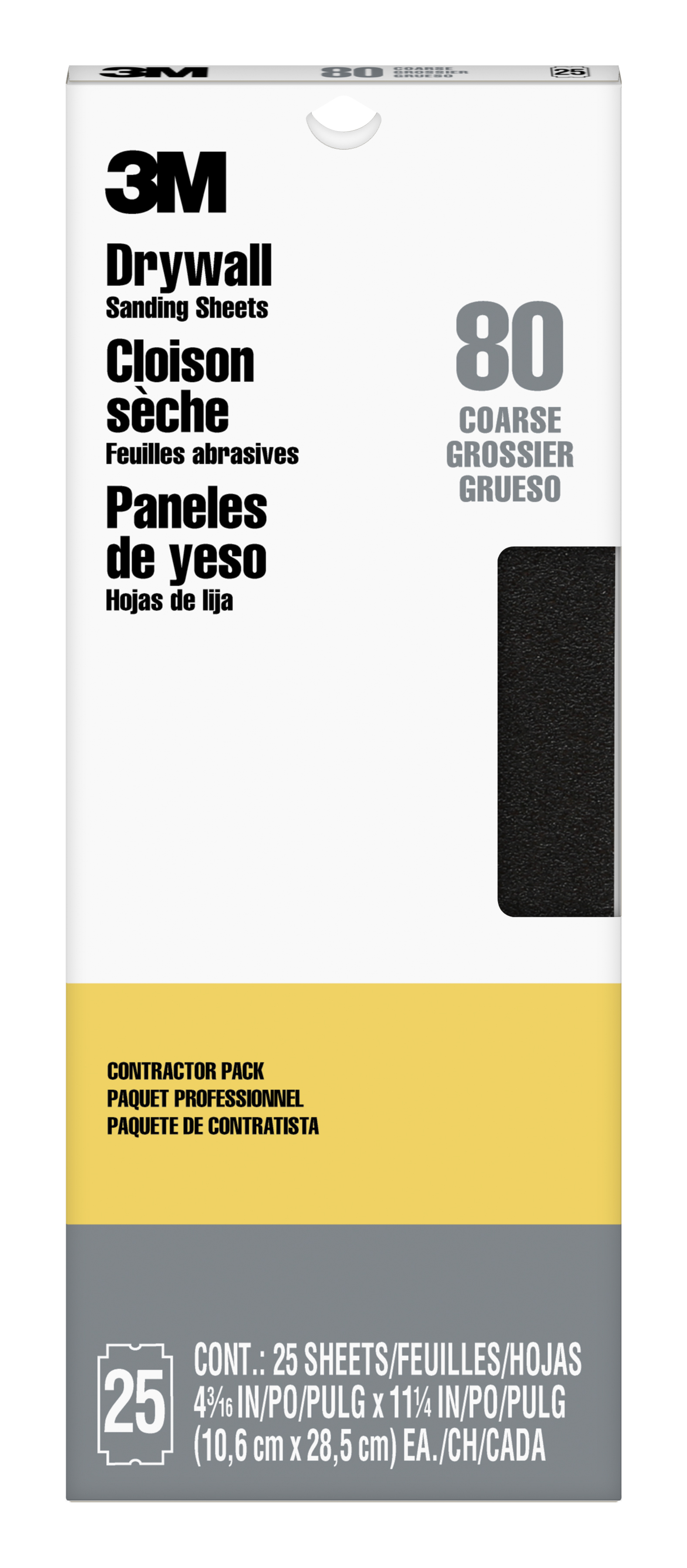 3M™ Sandpaper 03076, 3-2/3 in x 9 in, 80 Grit, 5/Pack, 20 Pack/Case