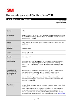 Banda abrasiva 947A Cubitron™ II Hoja de datos de Producto