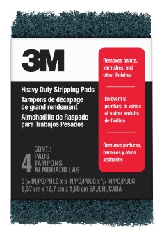 3M™ Heavy Duty Stripping Pads 10111NA4PK, 3 3/8 in x 5 in x 3/4 in, Replaces 3 Steel Wool, 4 pks/cs