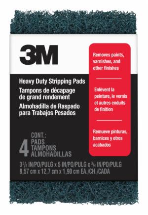 3M™ Heavy Duty Stripping Pads 10111NA4PK, 3 3/8 in x 5 in x 3/4 in, Replaces 3 Steel Wool, 4 pads/pk, 4 pks/csimage