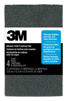 3M™ Between Coats Finishing 10144NA4PK, 6 in x 3 3/4 in x 5/16 in, Replaces 00 Steel Wool, 6 pks/cs